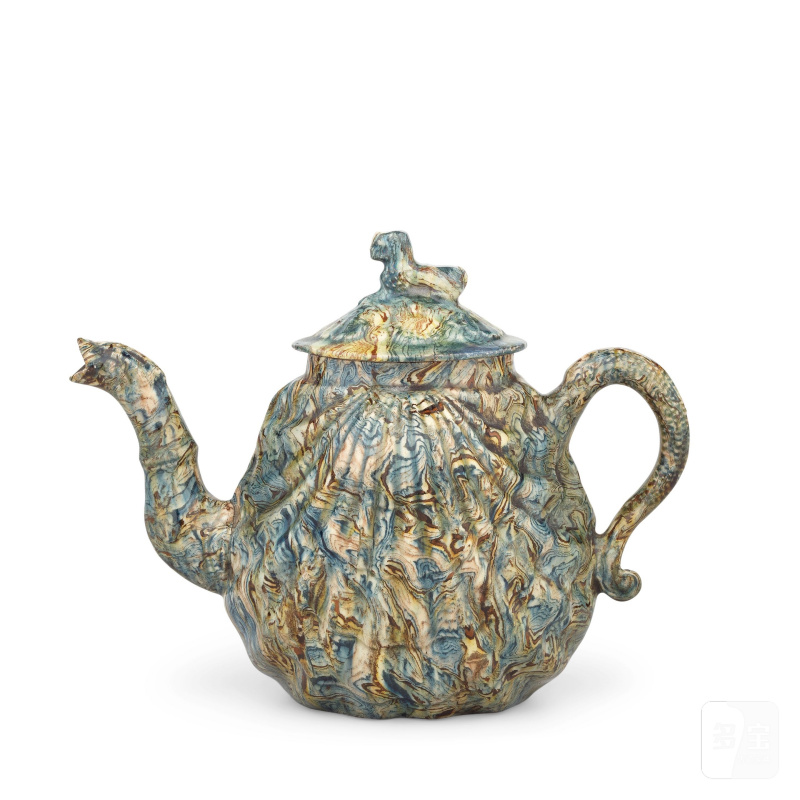A Staffordshire solid agate teapot and cover, circa 1750